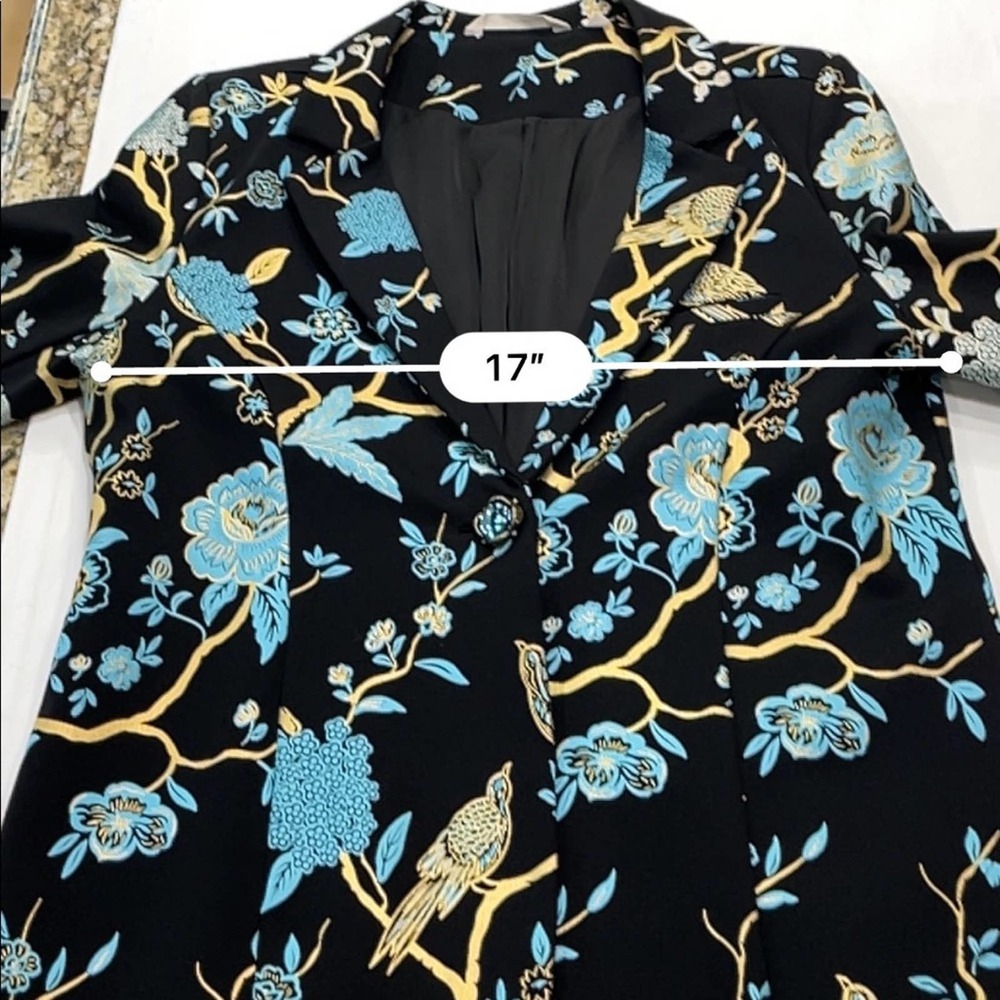 SOFT SURROUNDINGS Metallic black jacket with gold & blue floral print - Picture 3 of 8